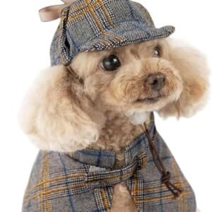 pet products Dog Costume-Cute Detective Pet Clothes Set Halloween Cosplay Party Outfit Winter Fashion Cape Cloak Hat for Small Medium Dog & Cat Kitten
