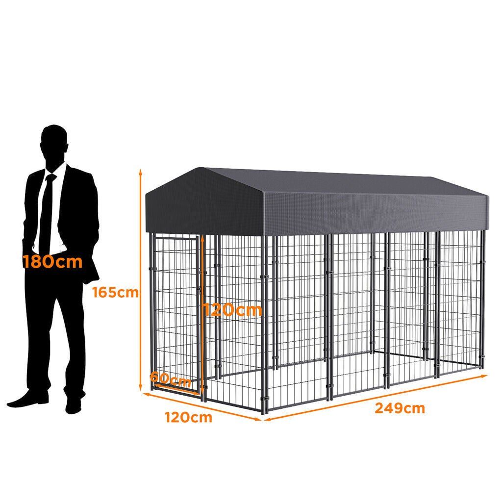 Large Outdoor Dog Kennel 250x120x165cm Pet Cage with Roof - Image 7