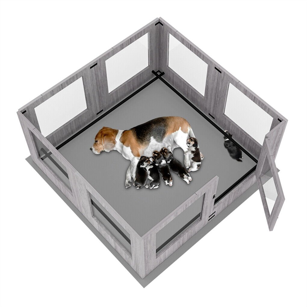 Dog Whelping Box 8 Panels Puppy Pen with Pad - Image 4