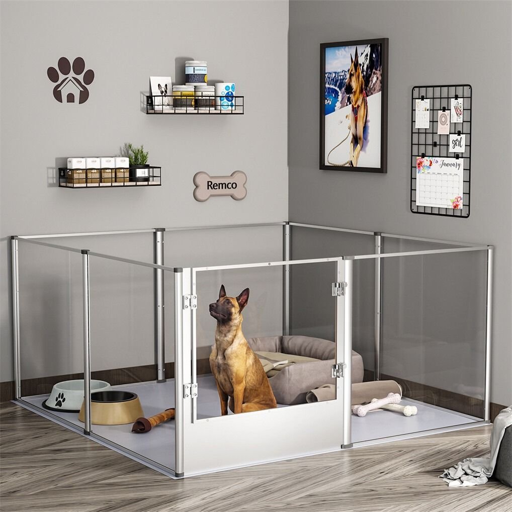 Large Acrylic Dog Playpen 132x132x80.5cm, 8 Panels Cage - Image 5
