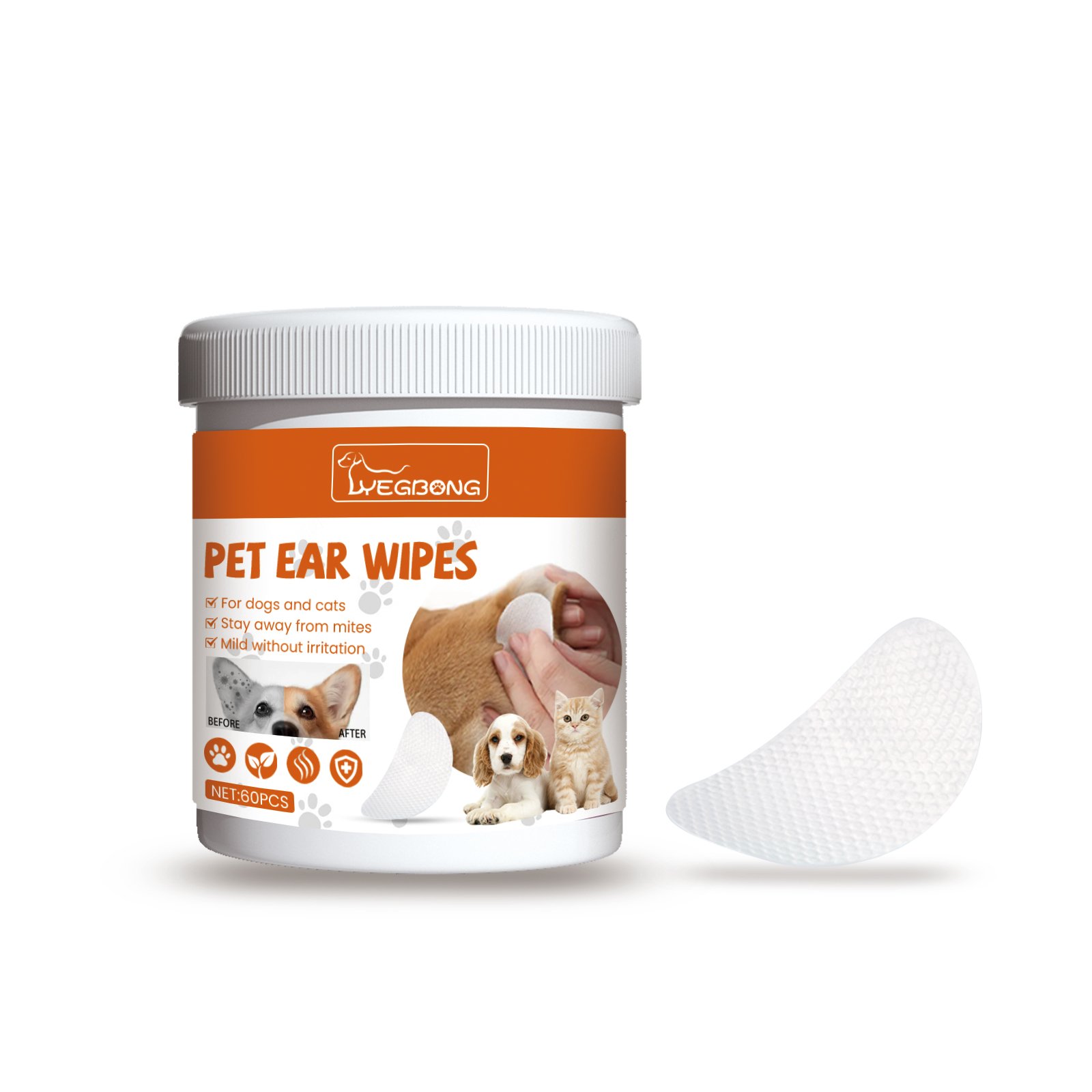 Yegbong Pet Ear Wipes, Pet Ear Cleaning Deodorizing Removing Mite And Earwax Cleaning Wipes - Image 2