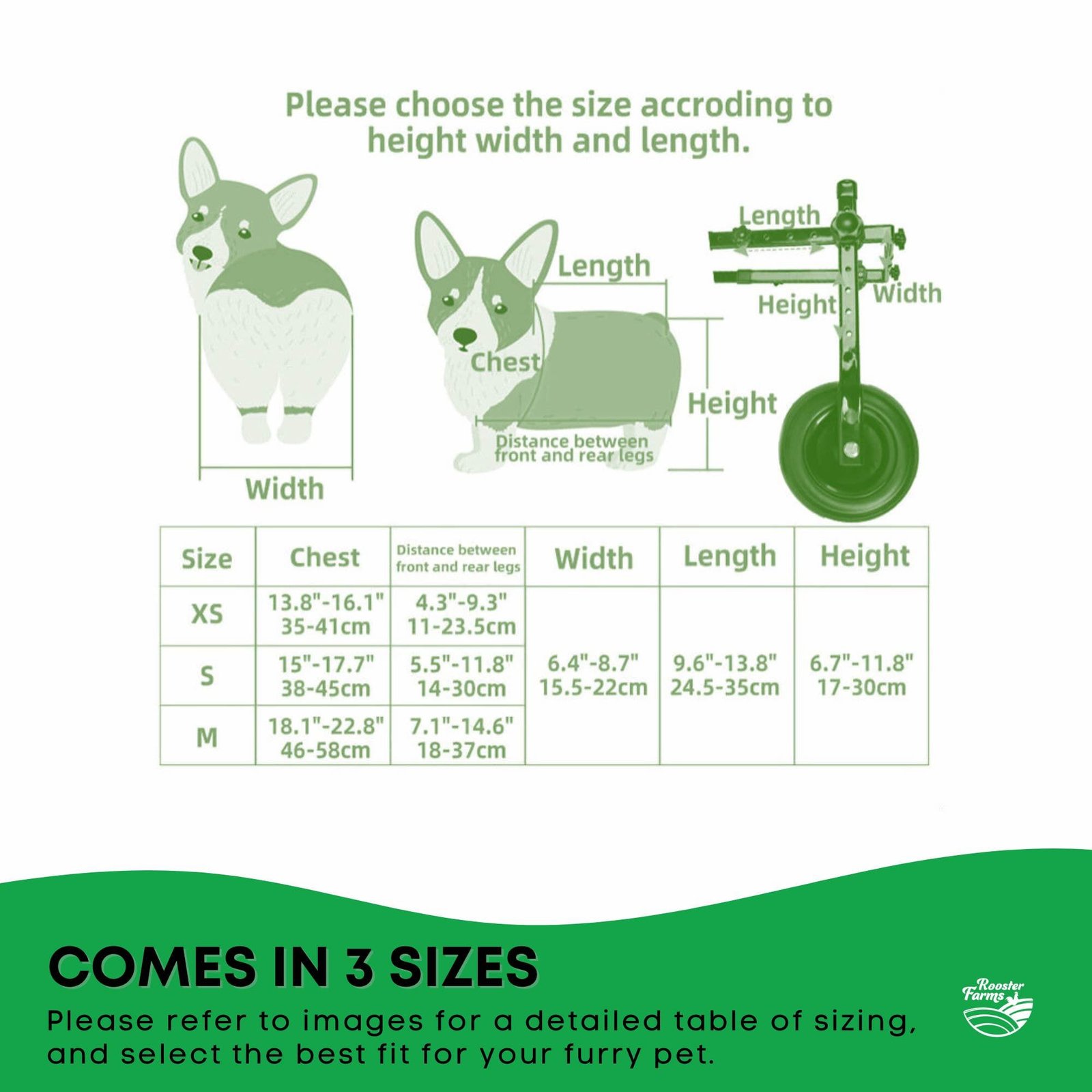 Rooster Farms Little Dog Wheelchair Medium Harness - Adjustable Back Leg Aid - Image 2