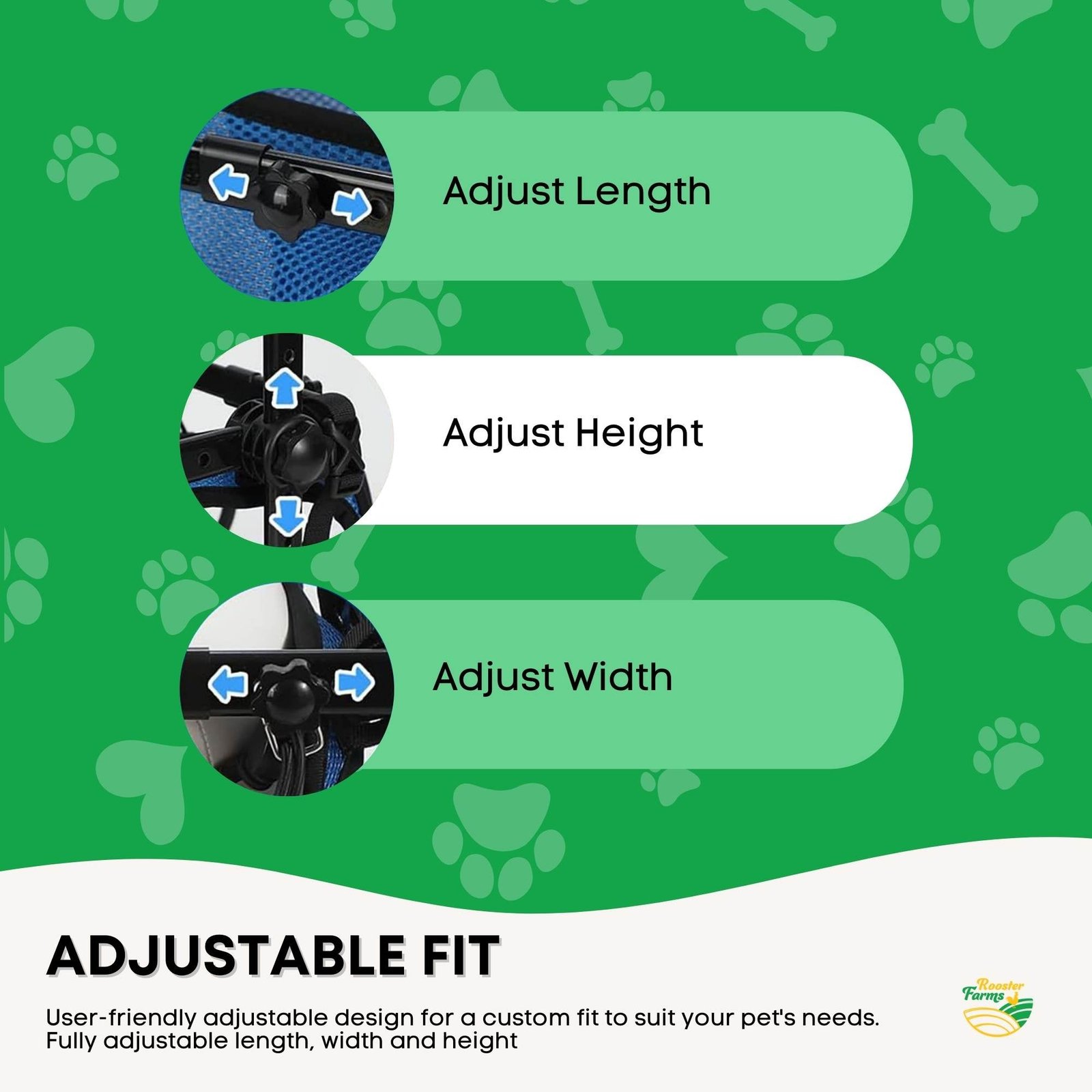 Rooster Farms Little Dog Wheelchair Medium Harness - Adjustable Back Leg Aid - Image 4