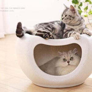 YES4PETS Cat Kitten Bed Cave Small Dog House Kennel Plastic Pet Pod Bedding Igloo White