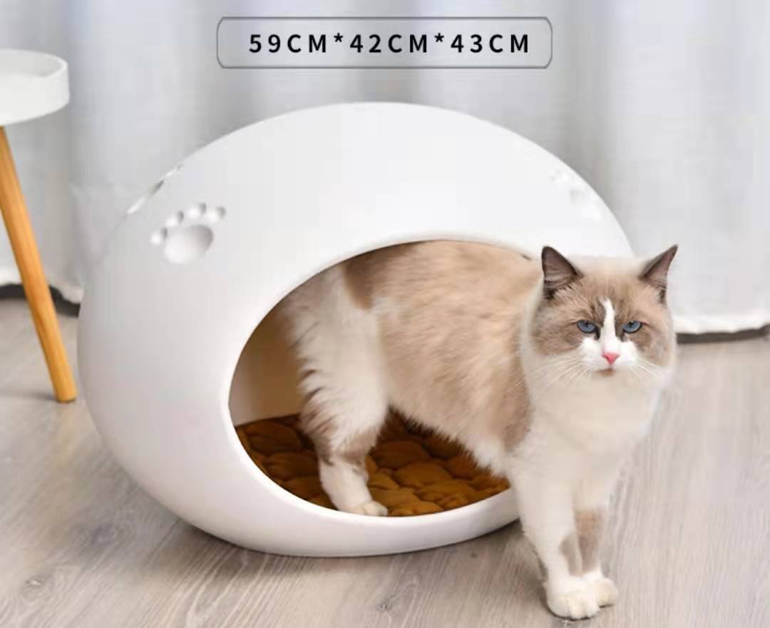 YES4PETS Medium Cave Cat Kitten Box Igloo Cat Bed House Dog Puppy House White - Image 2