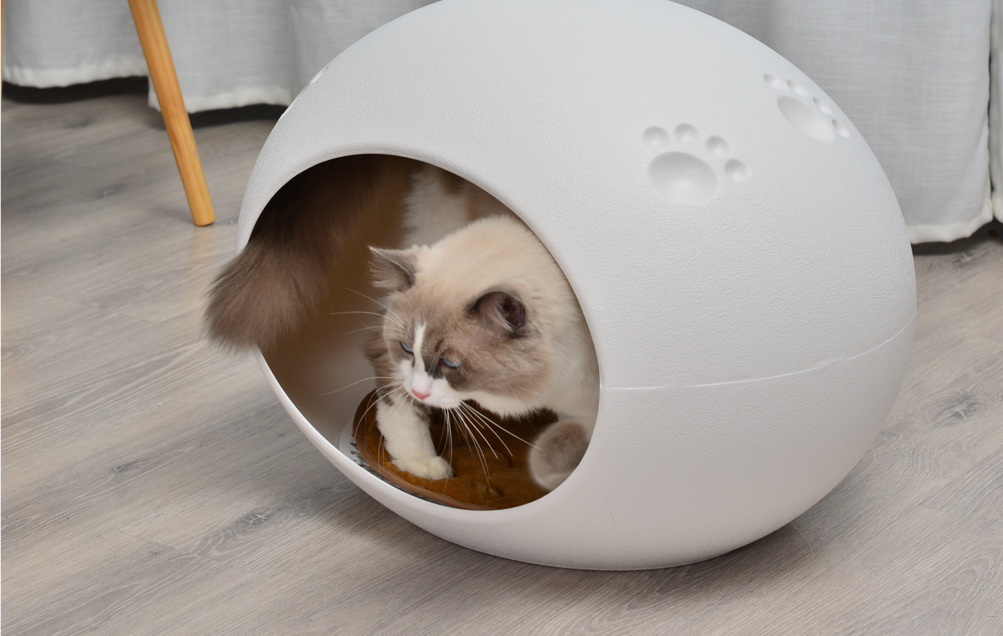 YES4PETS Medium Cave Cat Kitten Box Igloo Cat Bed House Dog Puppy House White - Image 4