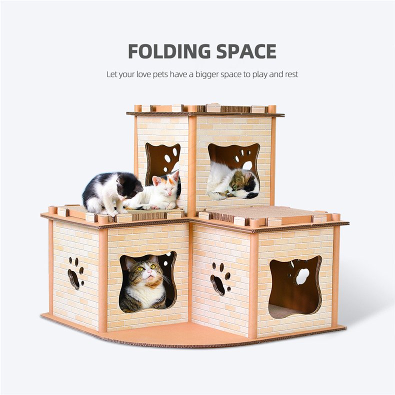 YES4PETS Cat Cardboard House Tower Condo Scratcher Pet Post Pad Mat Furniture - Image 5
