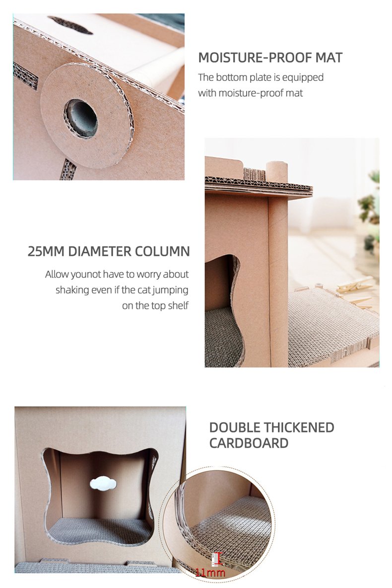 YES4PETS Cat Cardboard House Tower Condo Scratcher Pet Post Pad Mat Furniture - Image 7