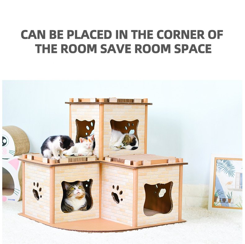 YES4PETS Cat Cardboard House Tower Condo Scratcher Pet Post Pad Mat Furniture - Image 9