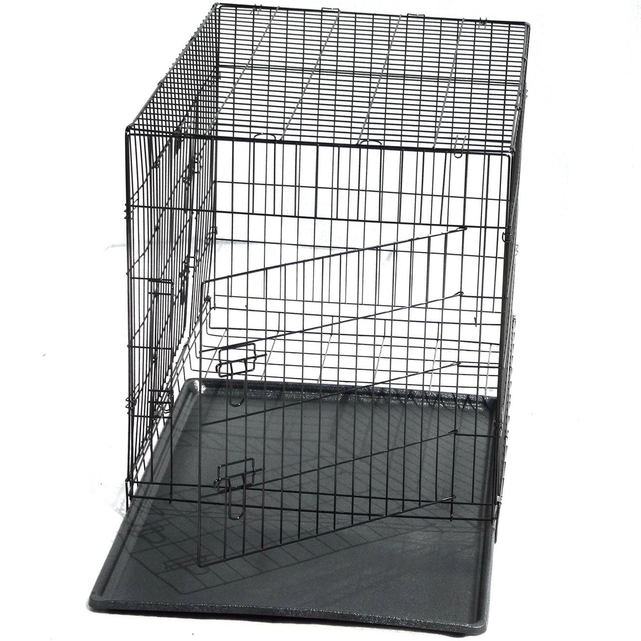 YES4PETS 24' Collapsible Metal Dog Rabbit Crate Puppy Cage Cat Carrier With Divider - Image 4