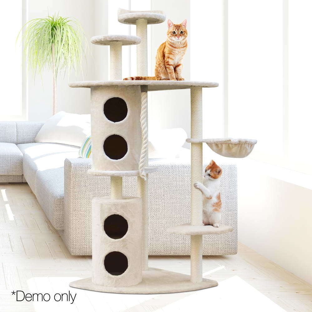YES4PETS 170cm XL Multi Level Cat Scratching Post Tree Post House Tower-Beige - Image 9