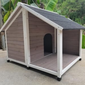 YES4PETS L Timber Pet Dog Kennel House Puppy Wooden Timber Cabin 130x105x100cm Grey