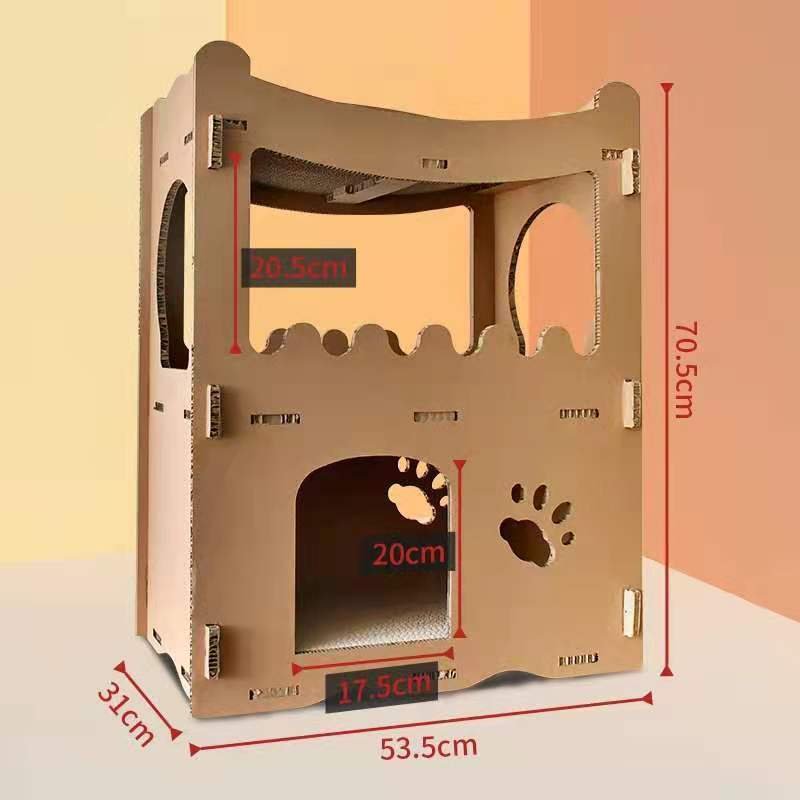YES4PETS Cat Cardboard House Tower Condo Scratcher Pet Post Furniture Double Storey - Image 6