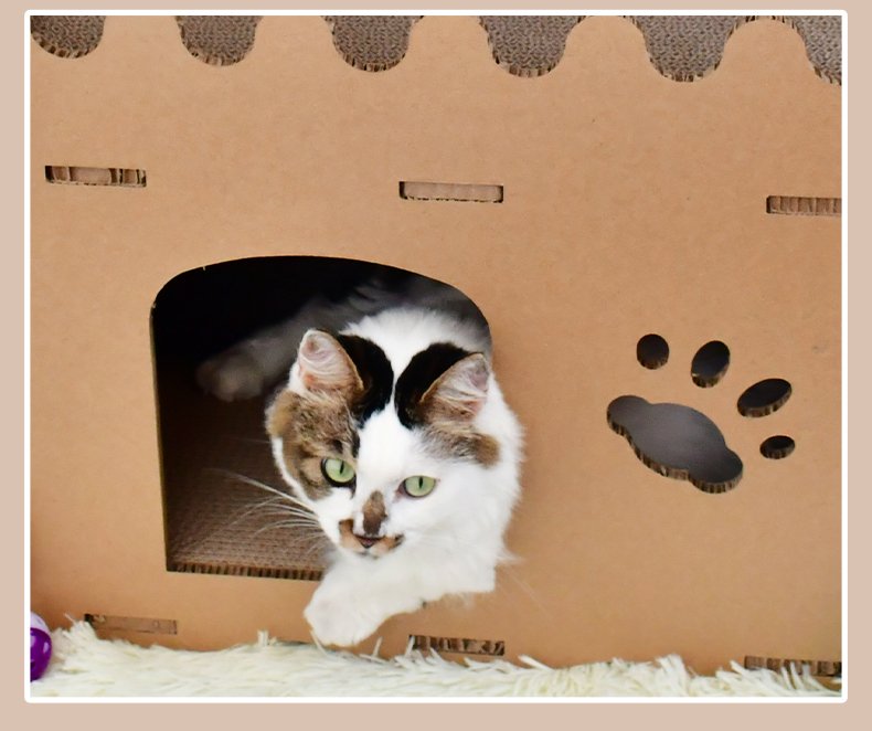 YES4PETS Cat Cardboard House Tower Condo Scratcher Pet Post Furniture Double Storey - Image 7
