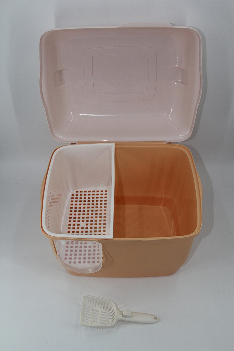 YES4PETS XL Portable Hooded Cat Toilet Litter Box Tray House with Handle and Scoop Brown - Image 2