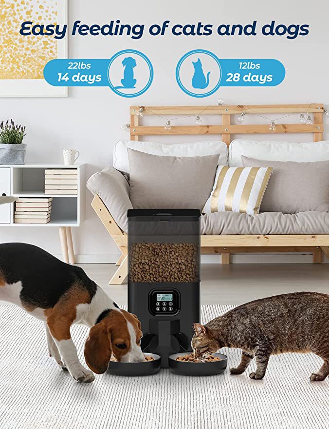 YES4PETS 6L Automatic Digital Pet Dog Cat Feeder Double Food Bowl Dispenser - Image 2