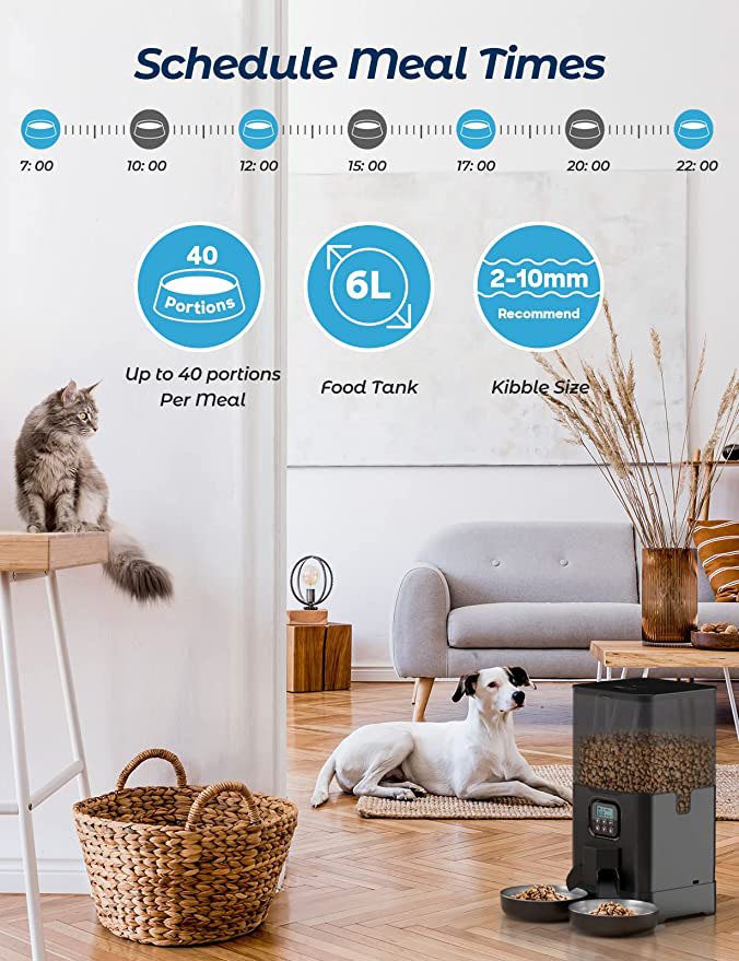 YES4PETS 6L Automatic Digital Pet Dog Cat Feeder Double Food Bowl Dispenser - Image 3
