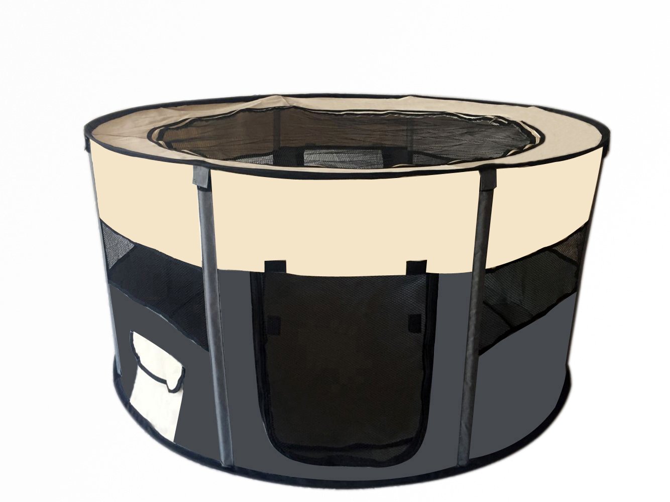 Large Round Portable Soft Playpen Dog Cat Rabbit Puppy Playpen-Grey - Image 2