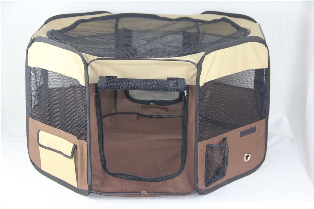 YES4PETS Small Brown Dog Cat Puppy Rabbit Guinea Pig Cat Soft Playpen - Image 2