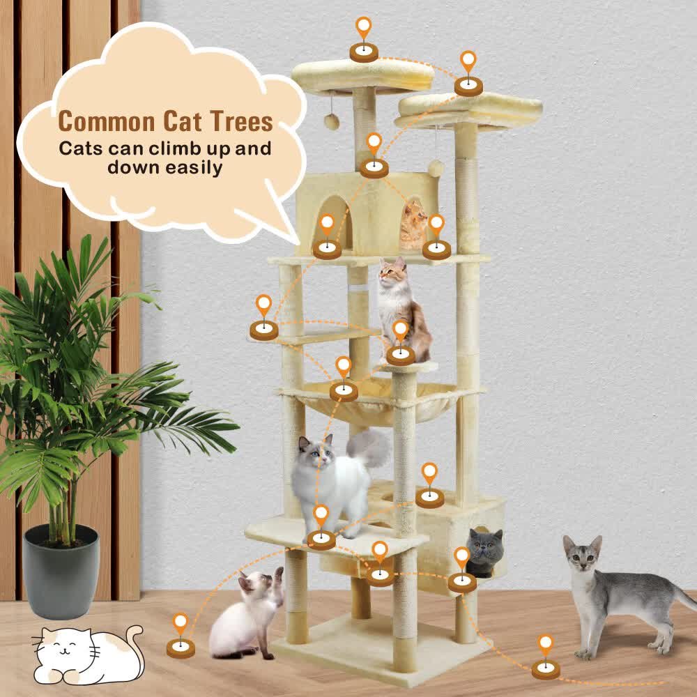 VaKa 184cm Road Cat Tree Tower Scratching Post Scratcher Condo with Big Hammock - Image 4