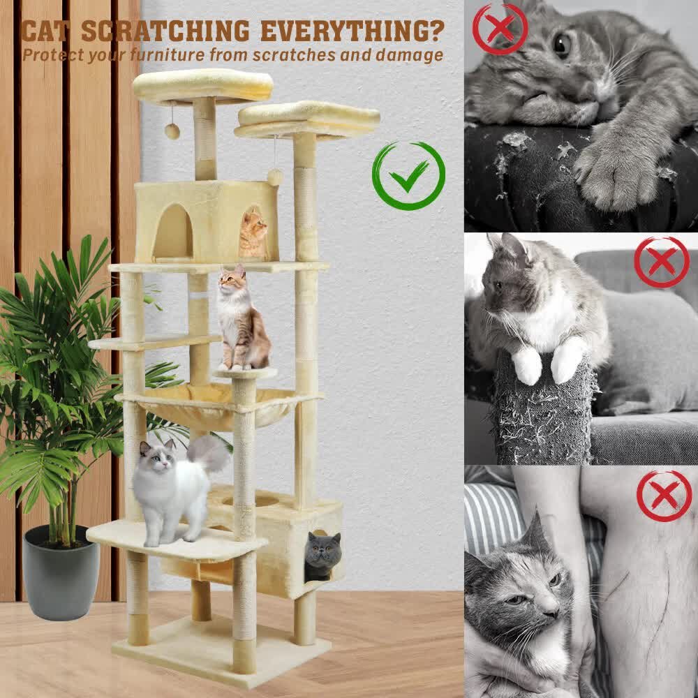 VaKa 184cm Road Cat Tree Tower Scratching Post Scratcher Condo with Big Hammock - Image 8