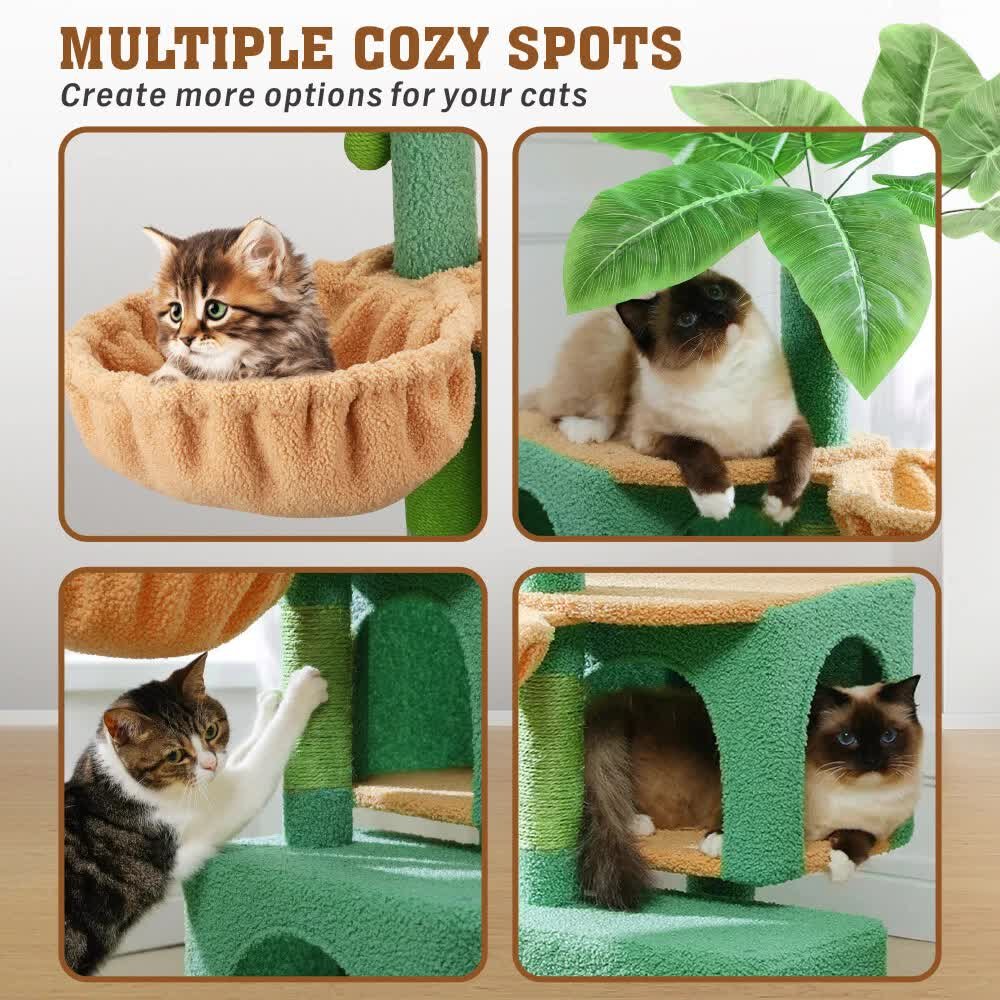 VaKa 1.1M Cat Tree Scratching Post Palm Tree Cat Post Dangling Balls Cat Toy - Image 5