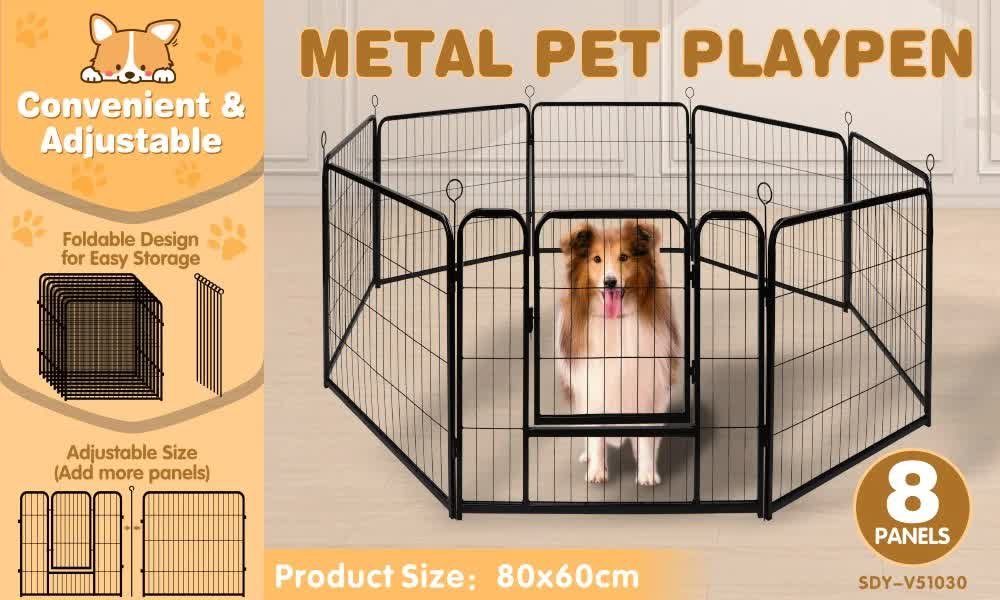 Pet Dog Playpen Puppy Exercise Cage Enclosure Fence Metal Outdoor 8 Panel - Image 2