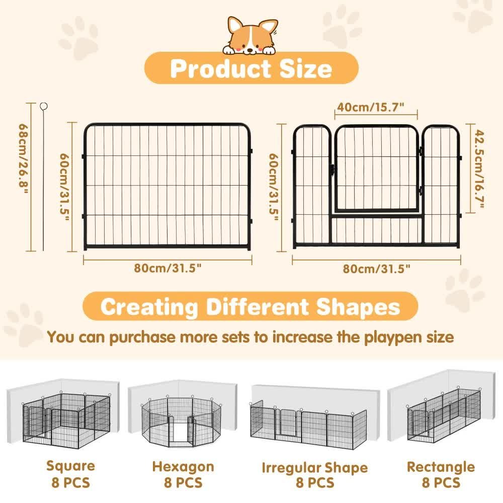 Pet Dog Playpen Puppy Exercise Cage Enclosure Fence Metal Outdoor 8 Panel - Image 3