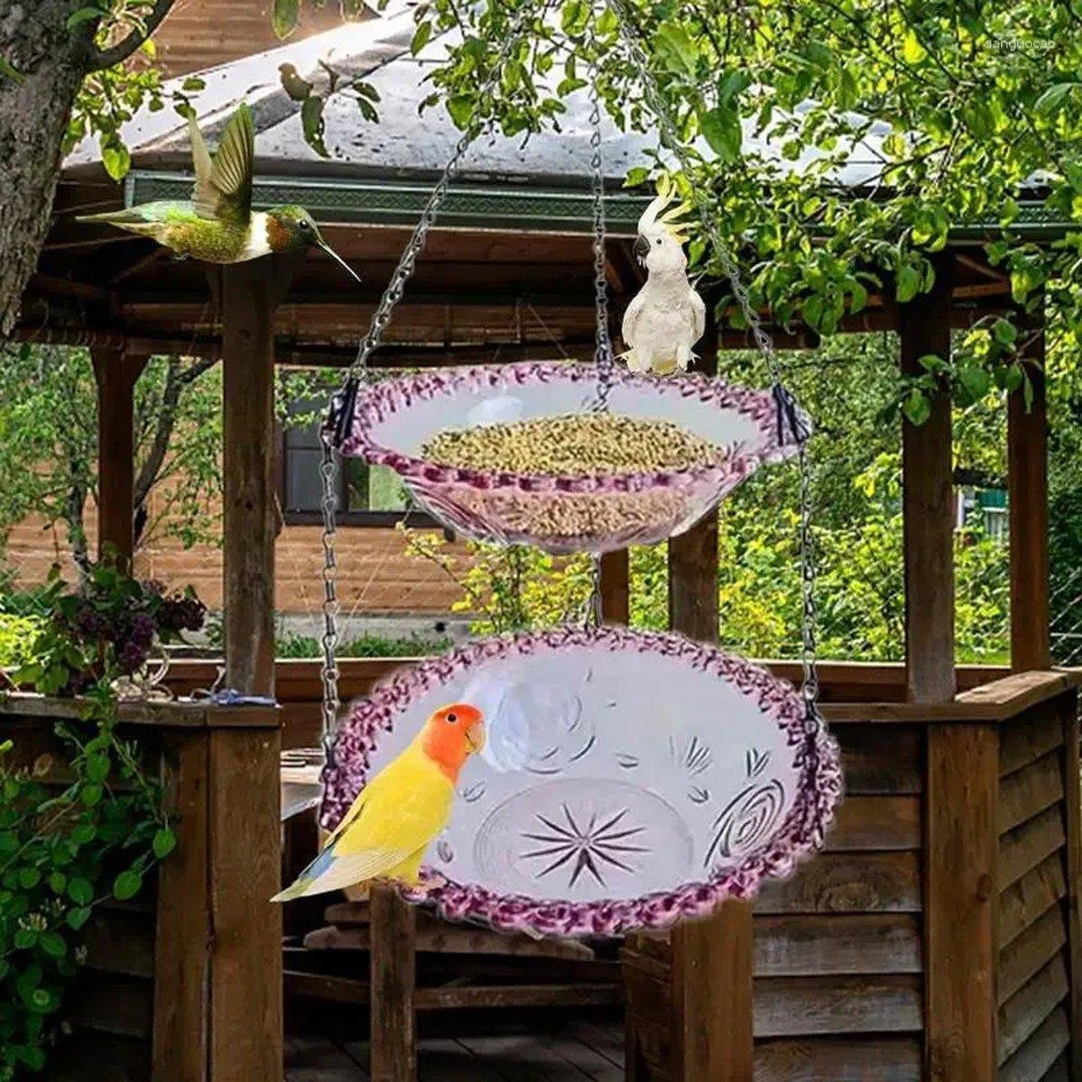Outdoor Hanging Bird Feeder Bath Garden Patio Decoration for Attracting Birds - Purple - Image 5