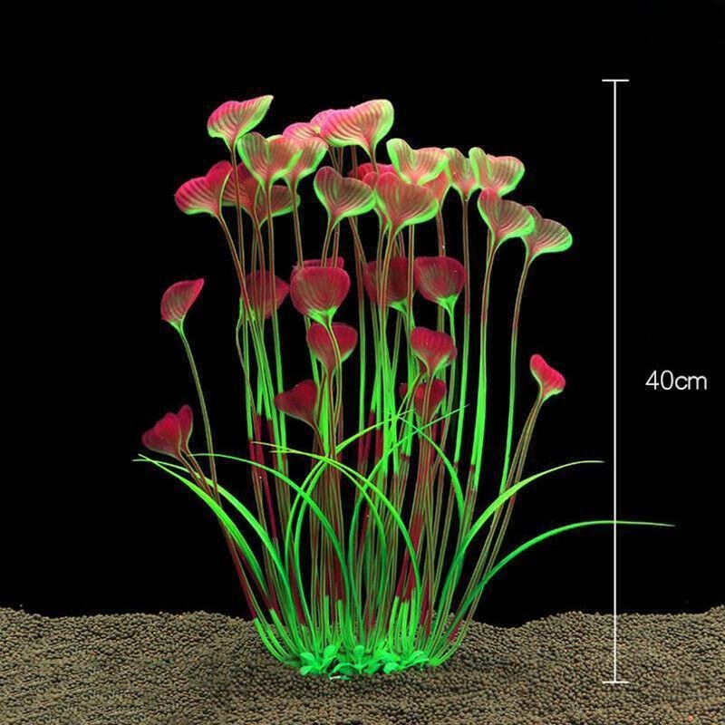 Aquarium 40cm Artificial Simulation Water Plants Fish Tank Plant Grass Decor - Pink - Image 4