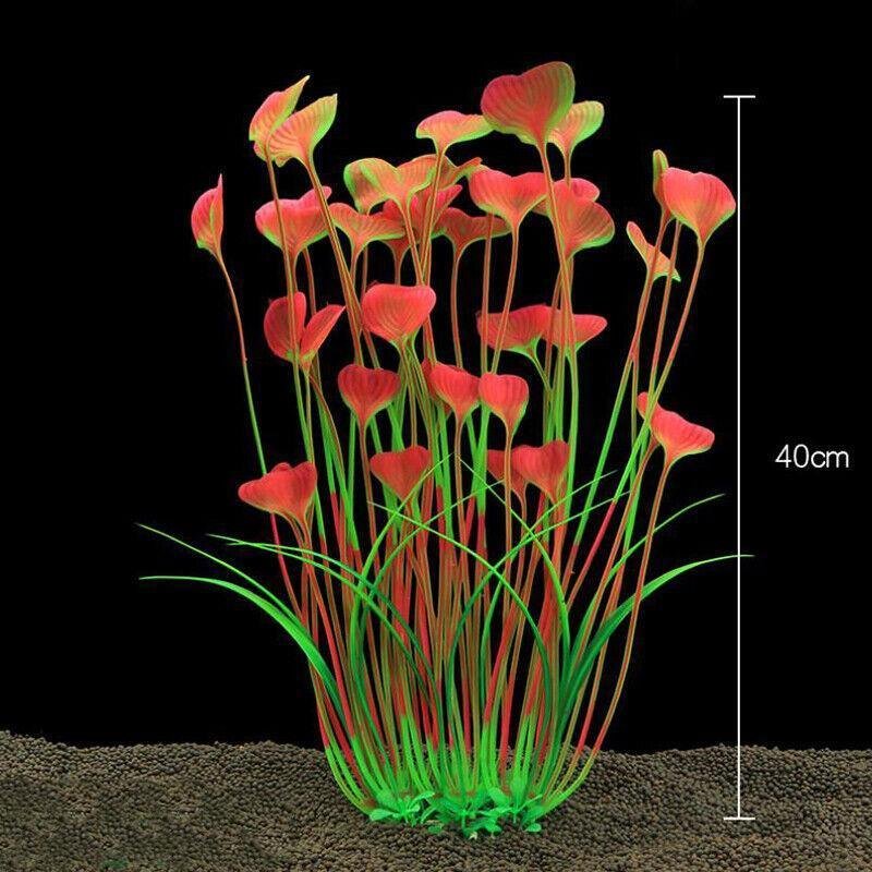 Aquarium 40cm Artificial Simulation Water Plants Fish Tank Plant Grass Decor - Red - Image 3