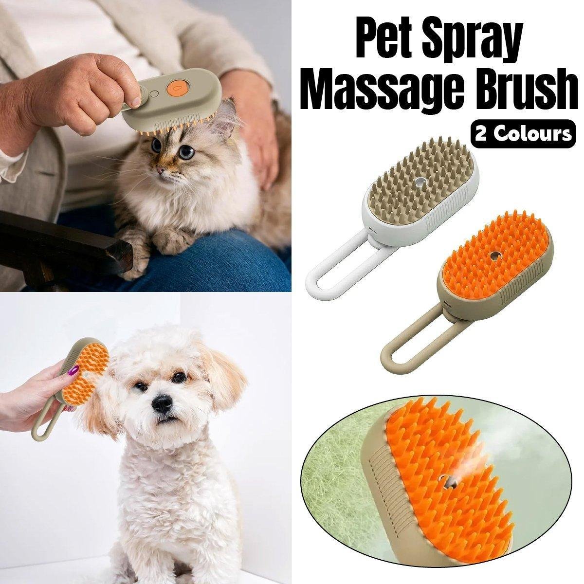 Mango Pet Massage Comb Spray Brush for Dogs Cats Grooming Shedding Detangler - White