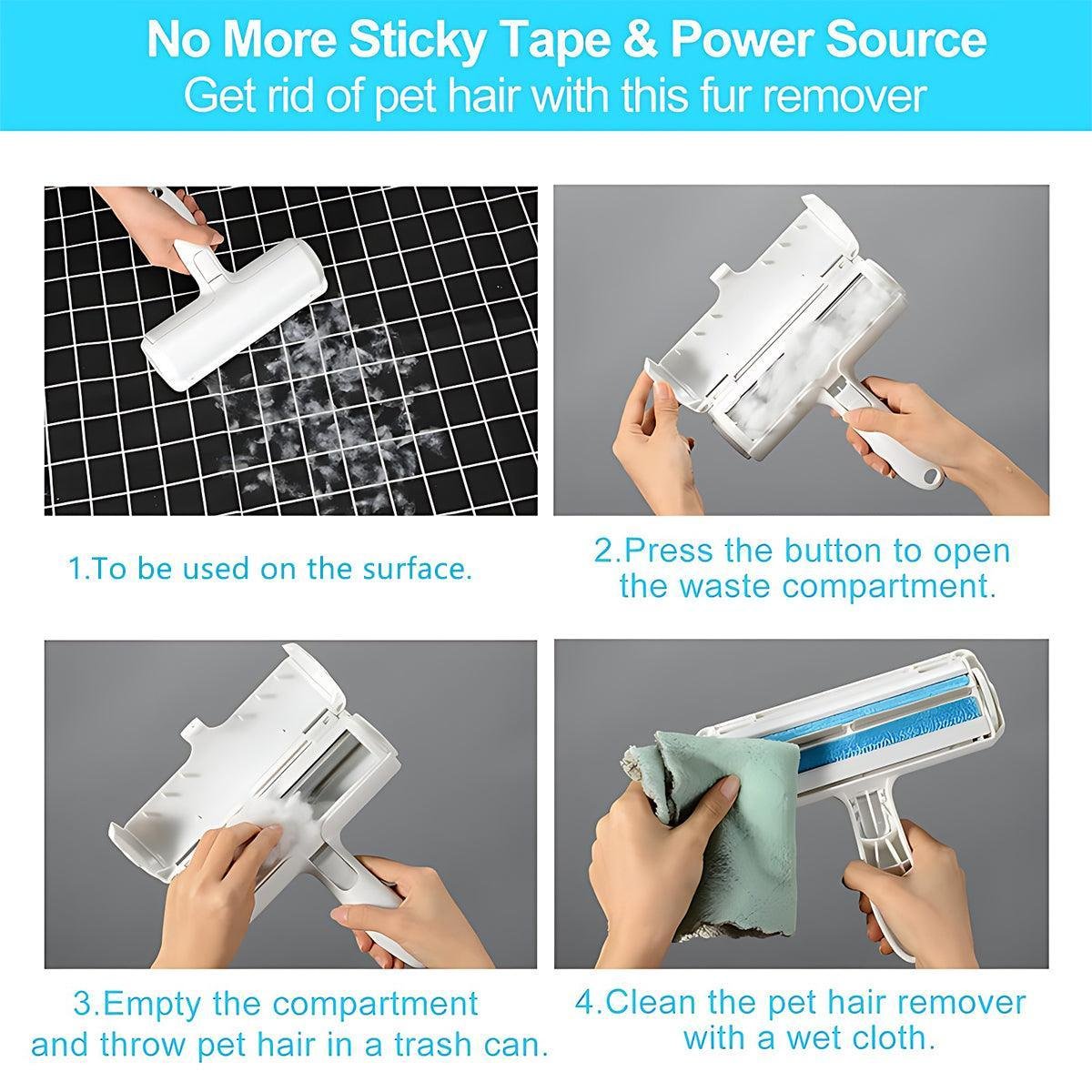 Pet Hair Remover Brush Dog Cat Fur Cleaning Roller Reusable Self Cleaning Tool - Green - Image 5