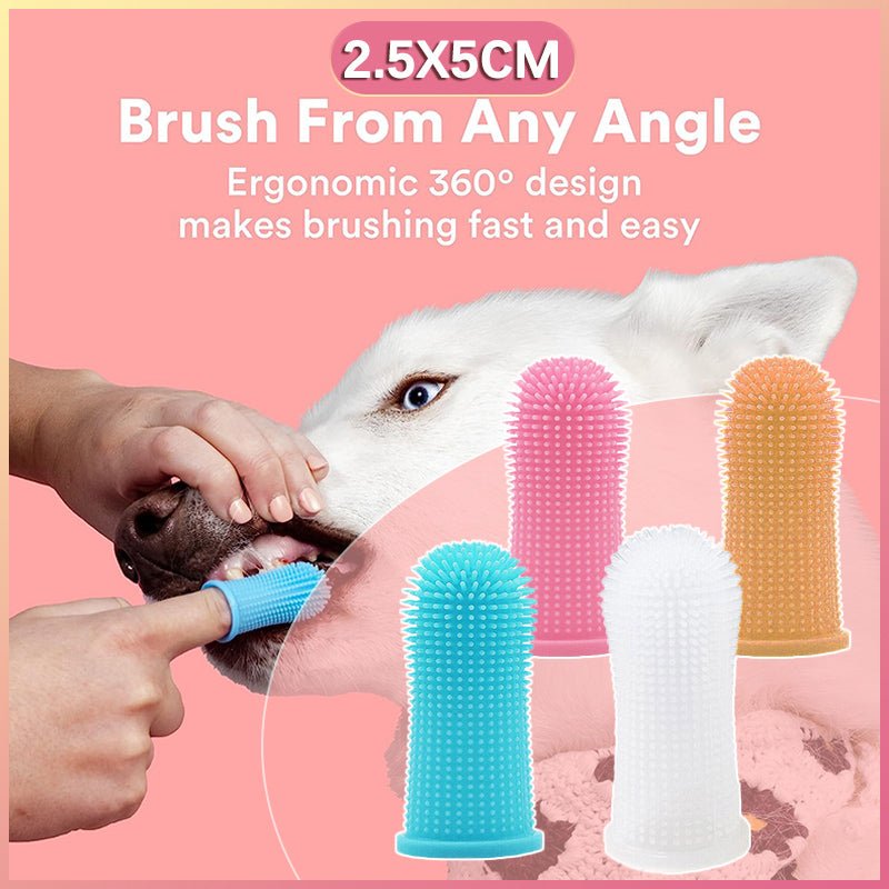 Premium Oral Care Dog Cat Toothbrush Finger Toothbrush Finger Silicone - Blue