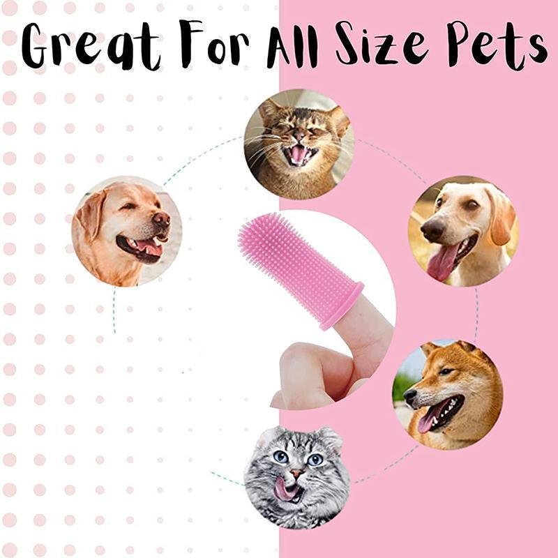 Premium Oral Care Dog Cat Toothbrush Finger Toothbrush Finger Silicone - Pink - Image 5