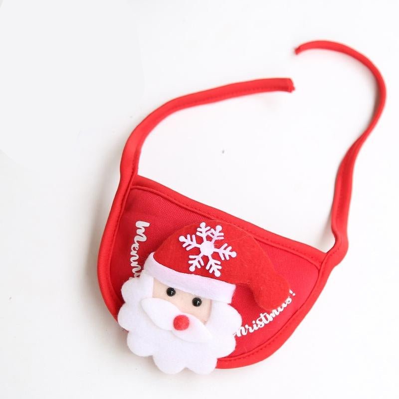 Pet Christmas Hat Saliva Festive Dressing Supplies Bibs Red