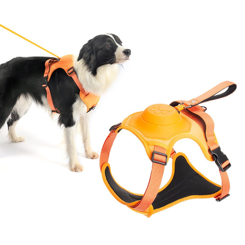 Vibe Geeks Ultimate 2-in-1 Reflective No-pull Dog Harness with Retractable Leash and Control Handle - Red - M - Image 2
