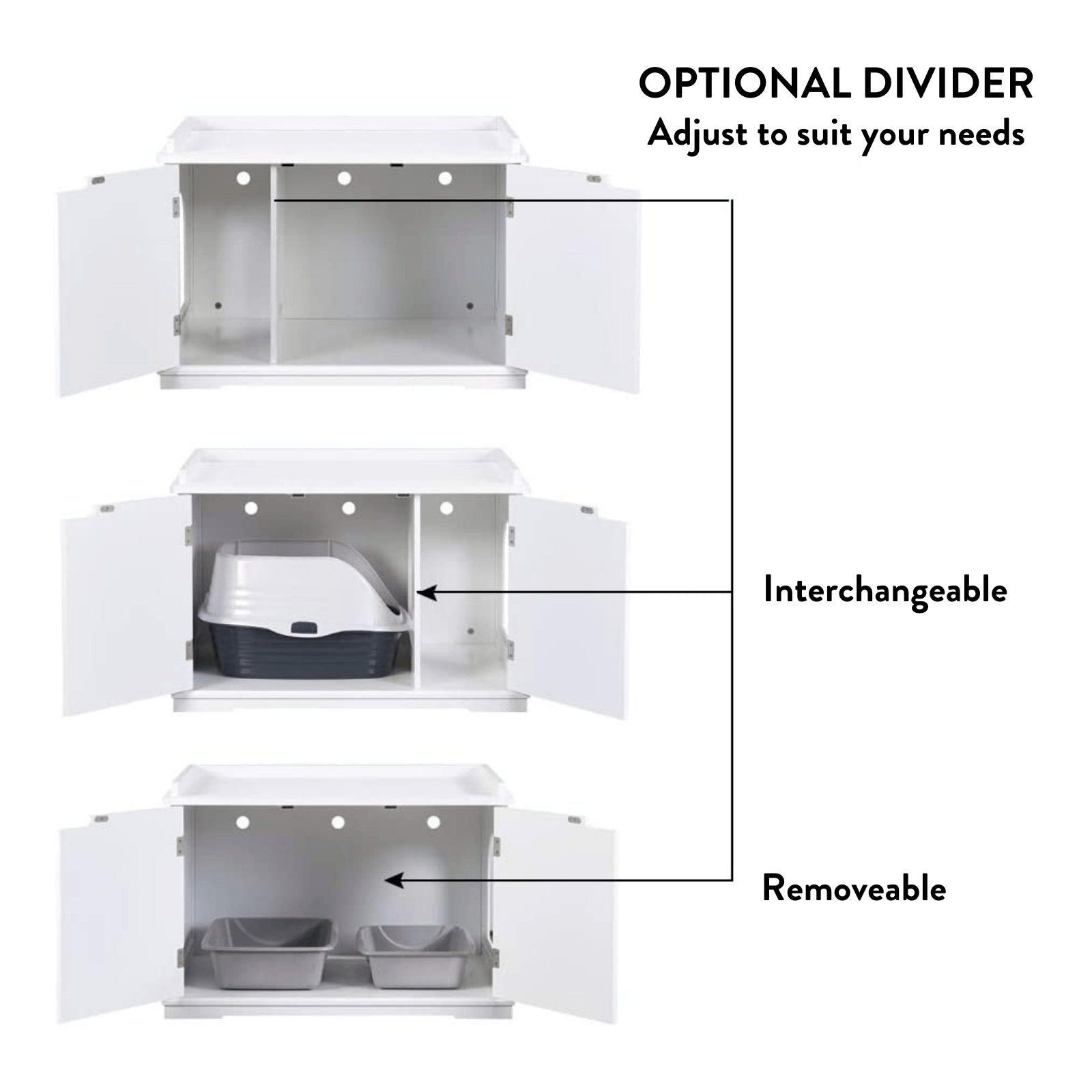 Cleo Cat Litter Cabinet, White - Image 5