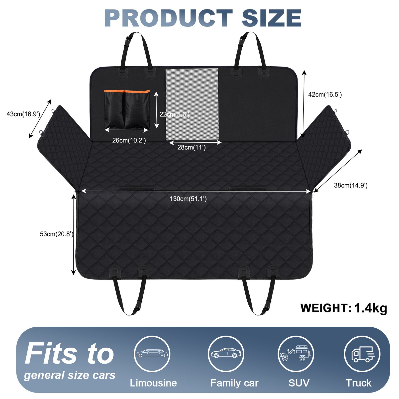 Dog Car Seat Cover, Waterproof Pet Seat Cover for Back Seat with Side Flaps, Non-Slip Durable Scratchproof Dog Hammock for Cars, Trucks and SUVs - Image 2