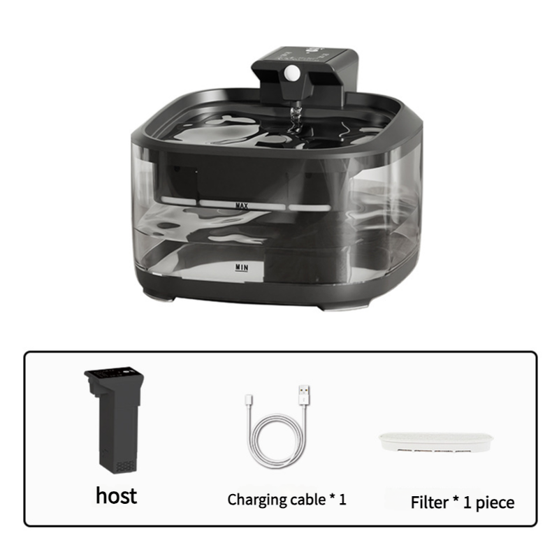 4.5L Smart Pet Water Fountain with Digital Display and Charging Cable â€“ Black Design