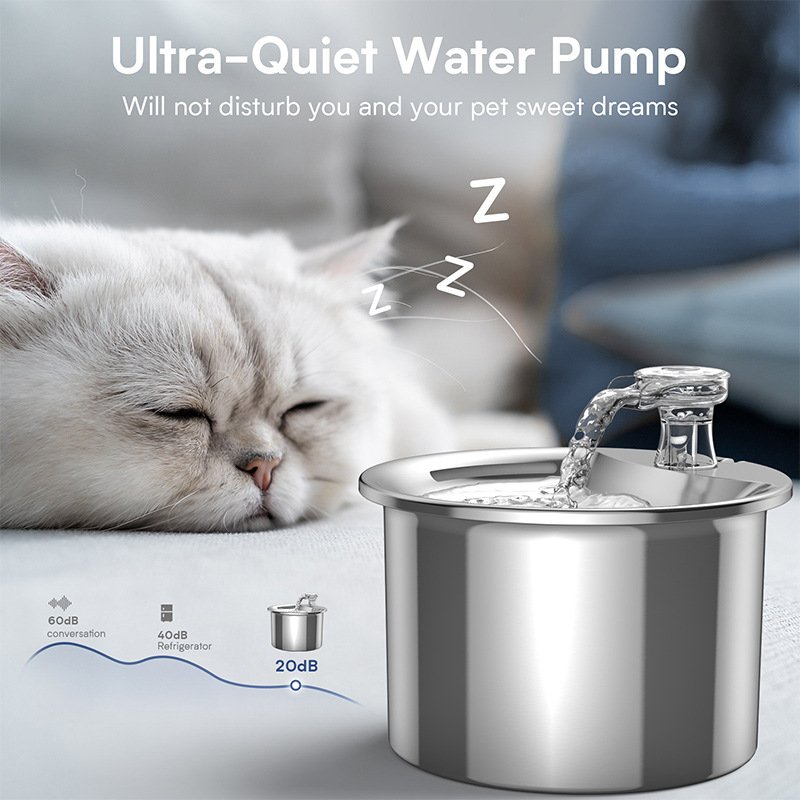 Intelligent Stainless Steel Pet Water Fountain with Smart Sensor, USB Plug, and Auto Power-Off Function - Image 3