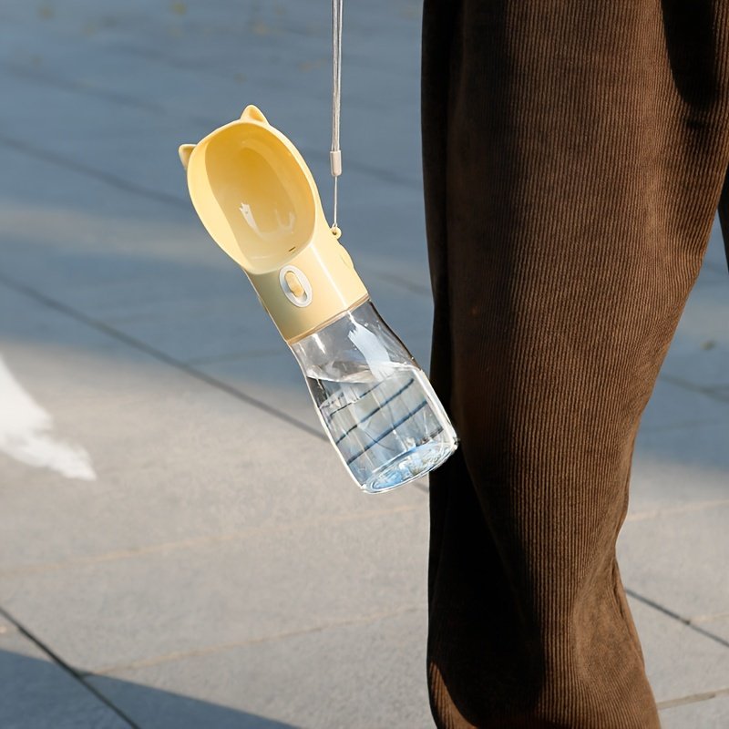 Portable Dog Water Bottle with Bowl Dispenser-500ml Pink Pet Travel Cup, Leak-proof, One-Hand Operation - Image 5