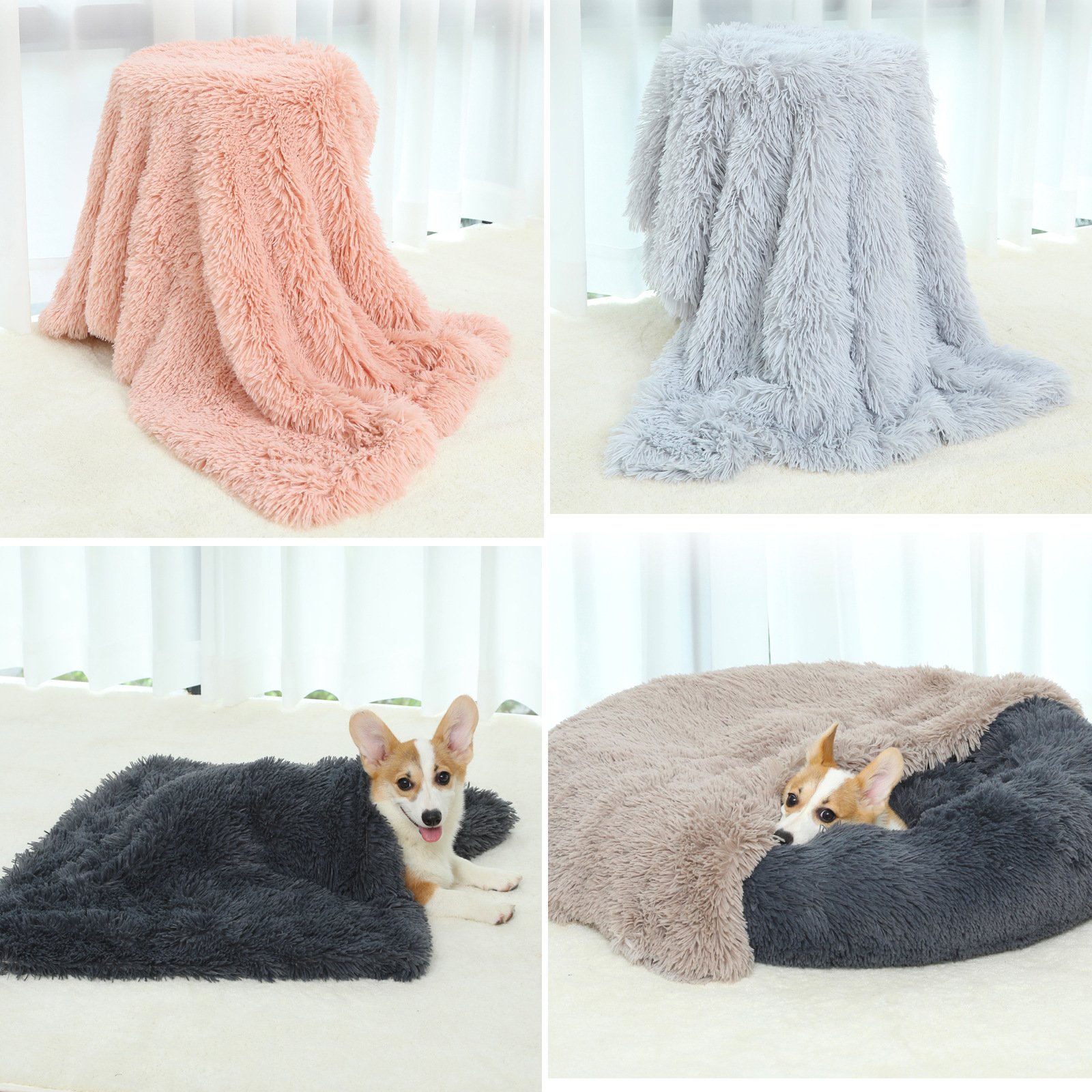 Fluffy Pet Blankets-Soft Faux Fur, Anti-Anxiety Cozy Throws for Cats and Dogs, M 80*55cm Light Brown - Image 5