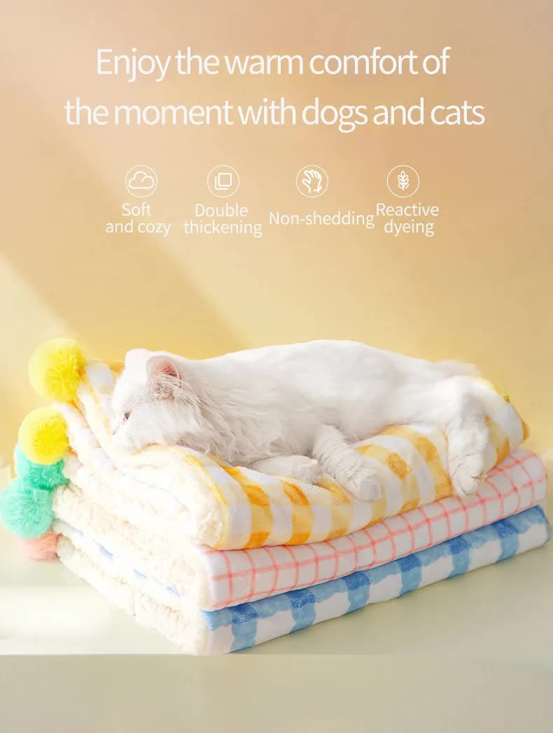 Multi-Use Pet Blanket -Soft Cushion, Blanket, and Pillow for Cats and Small Dogs, Pink XL100*78CM - Image 2