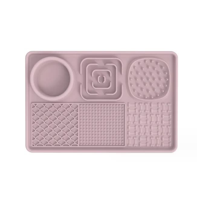 Multi-Functional Slow Feeder Mat for Dogs- Anti-Slip Lick Pad with Multiple Textures Rectangle 2PCS (Pink & Green) - Image 2
