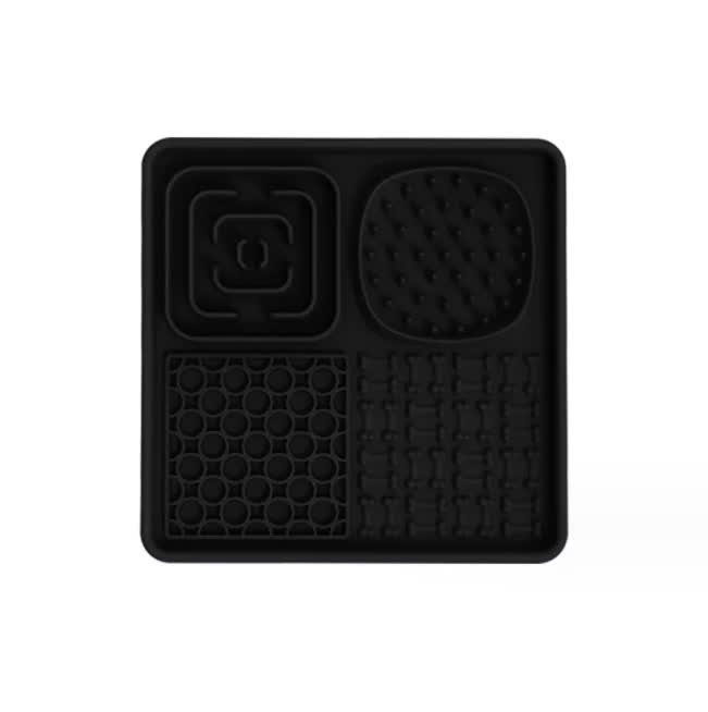 Multi-Functional Slow Feeder Mat for Dogs- Anti-Slip Lick Pad with Multiple Textures Square 2PCS (Blue & Black) - Image 2