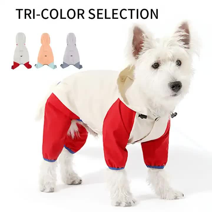 Waterproof Dog Raincoat with Hidden Leash Hole - Windproof and Comfortable for Outdoor Walks, Size:L (Back Length 30cm/11.81in, Bra 44cm/17.32in) White - Image 2