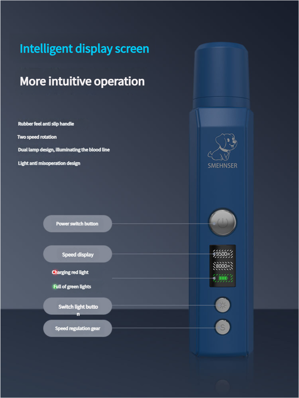 3-Speed Dog Nail Grinder - Quiet, Safe & Painless Trimming for All Pets - Image 3
