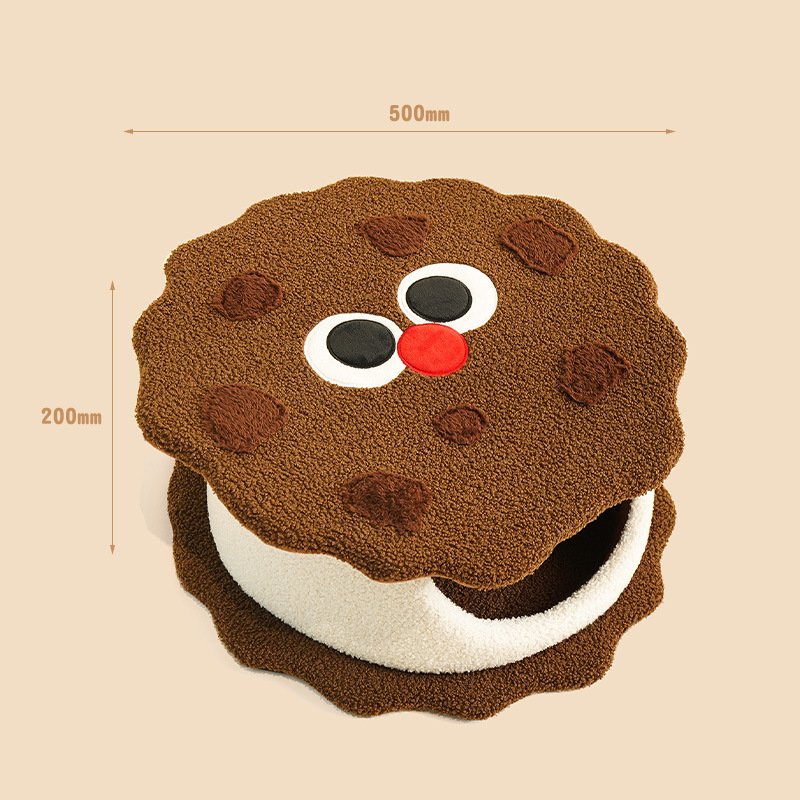 Adorable Cookie-Shaped Cat Bed - Cozy and Playful Pet Hideout (50x20 cm) - Image 5
