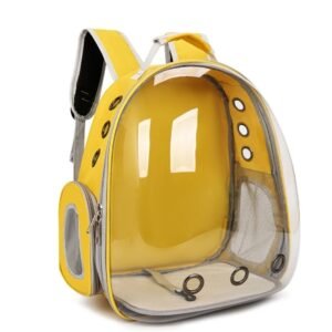 Yellow Pet Carrier Backpack with Transparent Window 33*18*42cm